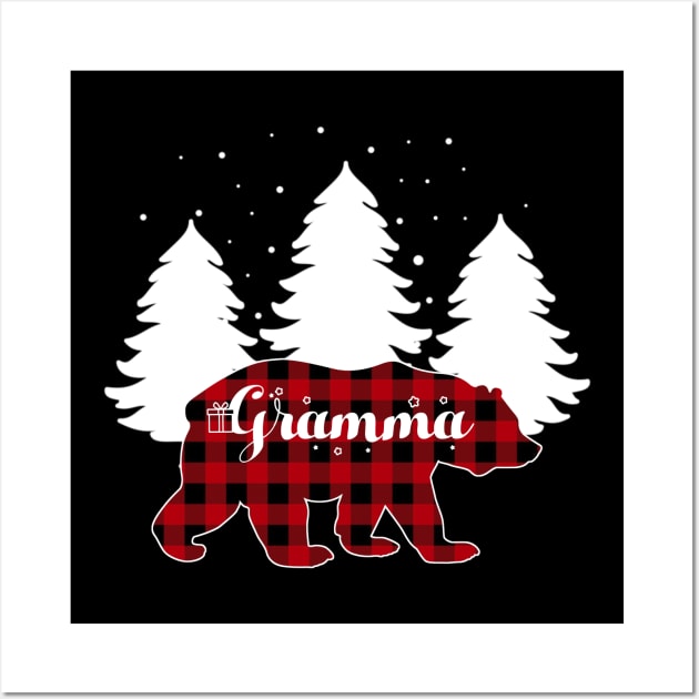 Buffalo Red Plaid Gramma Bear Matching Family Christmas Wall Art by Kagina